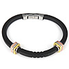 Silicone Stainless Steel Bracelets, rubber cord, stainless steel clasp, 5mm, 10mm Inch 