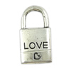 Zinc Alloy Lock Pendants, word love, plated, with heart pattern nickel, lead & cadmium free Approx Approx 