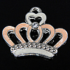 Zinc Alloy Crown Pendants, plated, enamel & with rhinestone Approx 2mm 