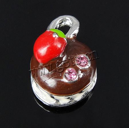 Zinc Alloy Fruit Shape Pendants, plated, enamel & with rhinestone, more colors for choice, 9.5x13.5x10mm, Hole:Approx 2.5mm, Sold By PC