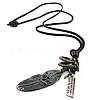 Cowhide Jewelry Necklace, with Zinc Alloy, Feather Approx 32 Inch 