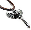 Cowhide Jewelry Necklace, with Zinc Alloy, Angel Wing Cross, coffee color Approx 19 Inch 