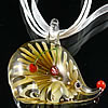Lampwork Jewelry Necklace, with Ribbon, Squirrel, inner flower .5 Inch 