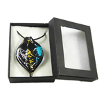 Box Packing Lampwork Necklace, with rubber cord, Twist, silver foil Inch 