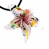 Lampwork Jewelry Necklace, with Waxed Cotton Cord, Starfish, handmade, inner flower, multi-colored Inch 