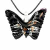 Lampwork Jewelry Necklace, with rubber cord, Butterfly, gold sand and silver foil Inch 