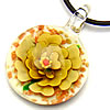 Lampwork Jewelry Necklace, with rubber cord, Dome, gold sand & inner flower Inch 