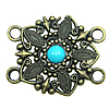 Resin Zinc Alloy Connector, with Resin, Flower, with resin rhinestone, nickel, lead & cadmium free 
