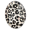 Decal Glass Cabochon, Oval, printing & leopard pattern 