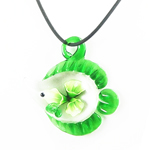 Lampwork Jewelry Necklace, with rubber cord, Fish, inner flower Inch 