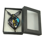 Karton Verpackung Murano Halskette, Lampwork, mit Band, Blatt, Silberfolie, keine, 39x62x5mm, Länge:16.5 ZollInch, verkauft von Box