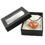 Box Packing Lampwork Necklace, with rubber cord, Heart, gold sand & inner flower Inch 