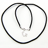 Cowhide Necklace Cord, sterling silver lobster clasp black, 2.5mm 