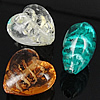 Silver Foil Lampwork Beads, Heart, translucent Approx 2mm Inch 