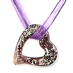 Murano Schmuck Halskette, Lampwork, mit Band, Herz, Goldsand, keine, 48x49x9mm, Länge:16.5 ZollInch, verkauft von Strang