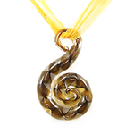 Lampwork Jewelry Necklace, with Ribbon, Teardrop, gold sand .5 Inch 