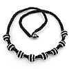 Fashion Woven Ball Necklace, Nylon Cord, with Hematite & Zinc Alloy, plumbum black color plated, with rhinestone, 12mm Approx 20 Inch 