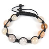 Agate Woven Ball Bracelets, with Rhinestone Clay Pave Bead & Nylon Cord, with 50 pcs rhinestone, 12mm Approx 8-13 Inch 