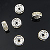 Rondelle Rhinestone Spacer, Brass, plated, with rhinestone 6mm Approx 1.3mm 