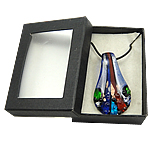 Box Packing Lampwork Necklace, with rubber cord, Leaf, gold sand and silver foil Inch 
