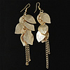 Iron Drop Earring, Leaf, gold color plated 105mm Approx 4.1 Inch 