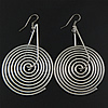 Iron Drop Earring, Flat Round, platinum color plated Approx 2.99 Inch 