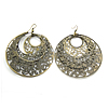 Iron Drop Earring, Flat Round, antique bronze color plated, filigree & hollow Approx 3.15 Inch 