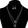 Brass Jewelry Set, earring & necklace, plated, with rhinestone, 14mm 18inch Inch 