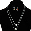 Brass Jewelry Set, earring & necklace, platinum color plated, with rhinestone   19inch Inch 