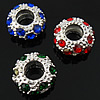 Rhinestone Zinc Alloy European Beads, Rondelle, plated, without troll & with rhinestone nickel, lead & cadmium free Approx 4.5mm 
