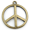 Zinklegierung Frieden Anhänger, Frieden Logo, plattiert, keine, frei von Nickel, Blei & Kadmium, 25x25x2mm, Bohrung:ca. 2mm, 1000PCs/Tasche, verkauft von Tasche