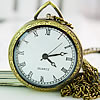 Uhr-Halskette, Zinklegierung, flache Runde, Länge:ca. 31 ZollInch, verkauft von Strang