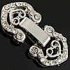 Zinc Alloy Fold Over Clasp, Heart, plated, with connector bar & with rhinestone Approx 1mm 