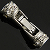 Broche plegable de aleación de zinc, con diamantes de imitación, 7x23mm, agujero:aproximado 1mm, Vendido por UD