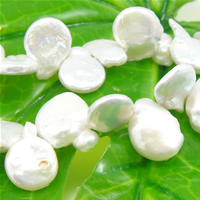 Keshi Cultured Freshwater Pearl Beads, Coin, natural, top drilled, white, 11-20mm Approx 0.5mm Inch, Approx  