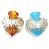 Lampwork Perfume Bottle, Heart, gold sand & silver foil Approx 6mm 