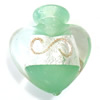 Бутылка для духи из Лэмпворк, Сердце, золотой песок & серебрянная фольга, светло-зеленый отверстие:Приблизительно 5.5mm, продается PC