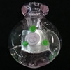 Lampwork Parfümflasche, mit Blumenmuster & Silberfolie, 23x28x13.5mm, Bohrung:ca. 5.5mm, verkauft von PC