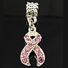 Awareness Ribbon Pendant, Zinc Alloy, plated, with rhinestone Approx 5mm 