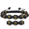 Om Mani Padme Hum Bracelet, Black Agate, with Wax Cord, 8-10mm Approx 6.5 Inch 