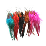 Mode Feder Ohrring, Eisen Haken, gemischte Farben, 36x105mm, 120PaarePärchen/Tasche, verkauft von Tasche