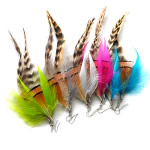 Mode Feder Ohrring, Eisen Haken, gemischt, gemischte Farben, 40x100mm, 120PaarePärchen/Tasche, verkauft von Tasche