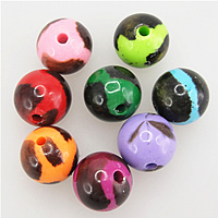 Mixed Acrylic Jewelry Beads, Round, painted, mixed colors, 12mm, Approx 