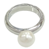 Kultivierten Süßwasser Perle Ring, Edelstahl, mit Perlen, 9.5x9.5mm, 4.5mm, Bohrung:ca. 18mm, Größe:8, verkauft von PC