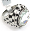 Cubic Zirconia anillo de dedo de acero inoxidable, esmalte & con circonia cúbica & facetas, 24.5x24.5mm, agujero:aproximado 19mm, tamaño:9, Vendido por UD