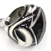 Нержавеющая сталь Человек палец кольцо, нержавеющая сталь, с Черный агат, эмаль & граненый отверстие:Приблизительно 19mm, размер:9, продается PC