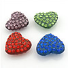 Harz Strass Perlen, Herz, mit Strass, gemischte Farben, 20x18x8.5mm, Bohrung:ca. 1.5mm, verkauft von PC