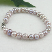 Bracelets de perles, perle d'eau douce cultivée, laiton fermoir magnétique, 7-8mm .5 pouce, Vendu par brin
