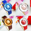 Women Wrist Watch, Zinc Alloy, with PU Leather & Glass, platinum color plated, faceted 37mm, 18mm Approx 9 Inch 