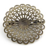 Brass Hand Knitted Brooch Finding, Flower, antique bronze color plated, filigree & hollow, 37mm 